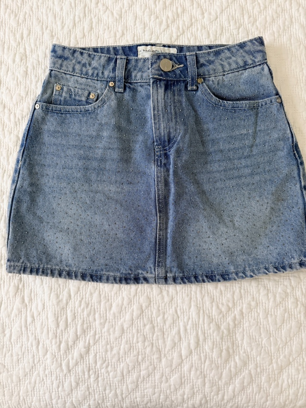 Denim Mini Skirt in Light Blue